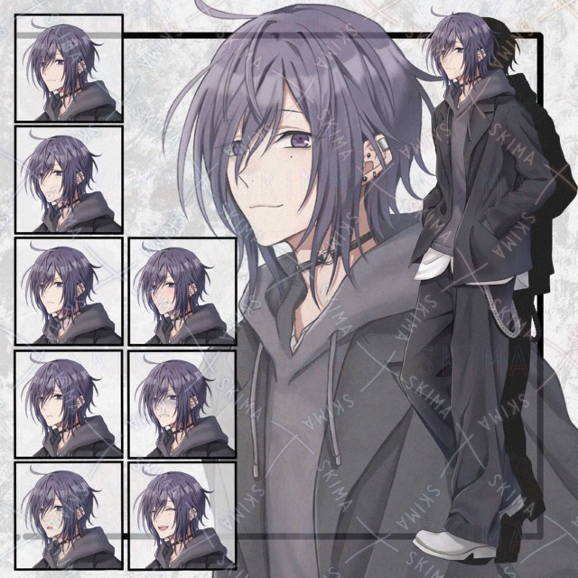 カジュアルな男性立ち絵　表情8種