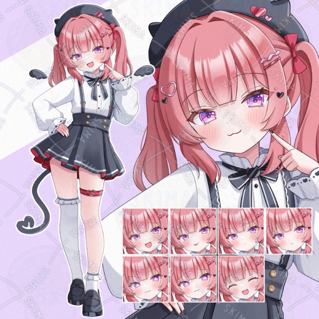 【表情9種】ツインテールの女の子【装飾品取り外し可】