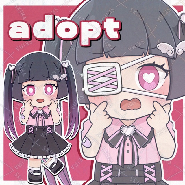 【商用利用込/adopt】表情差分8種＋装飾付き 地雷系の女の子（SD）