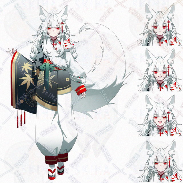 【表情4種】狐　女の子　立ち絵