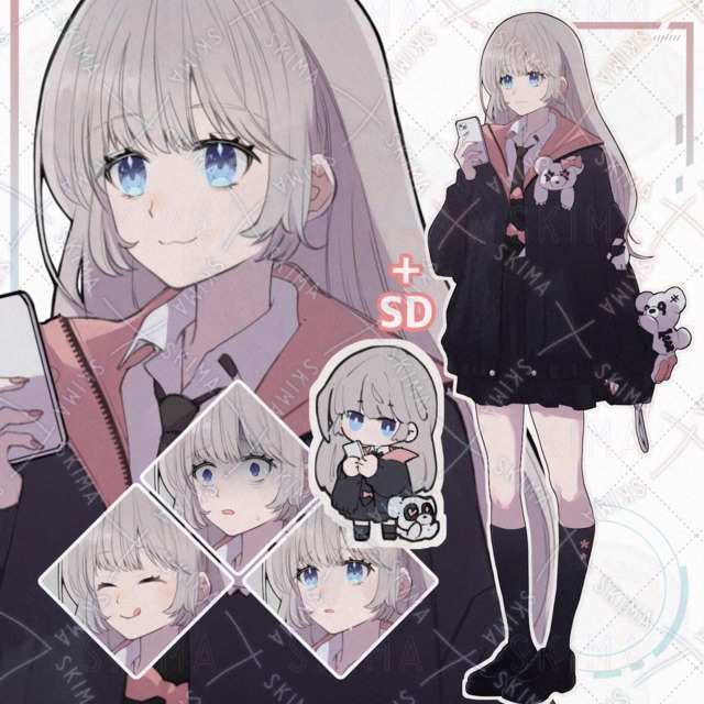 女子学生【表情4種＋SD】