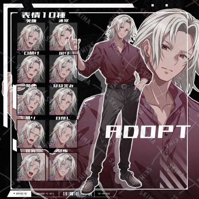 表情差10種　赤シャツ男性