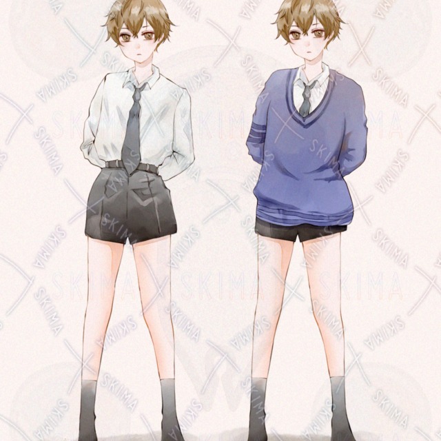 男子学生・僕っ子制服・セーター差分あり