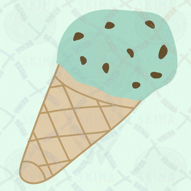 チョコミントアイスクリームのアイコンイラスト
