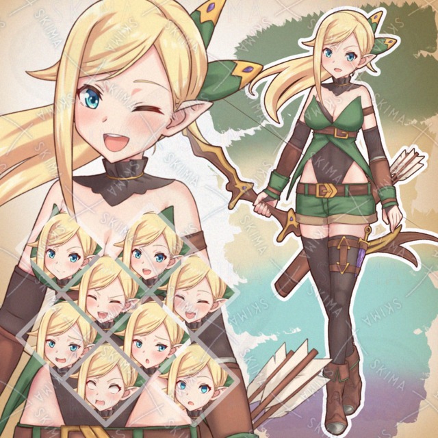 エルフ弓使い【表情10種】