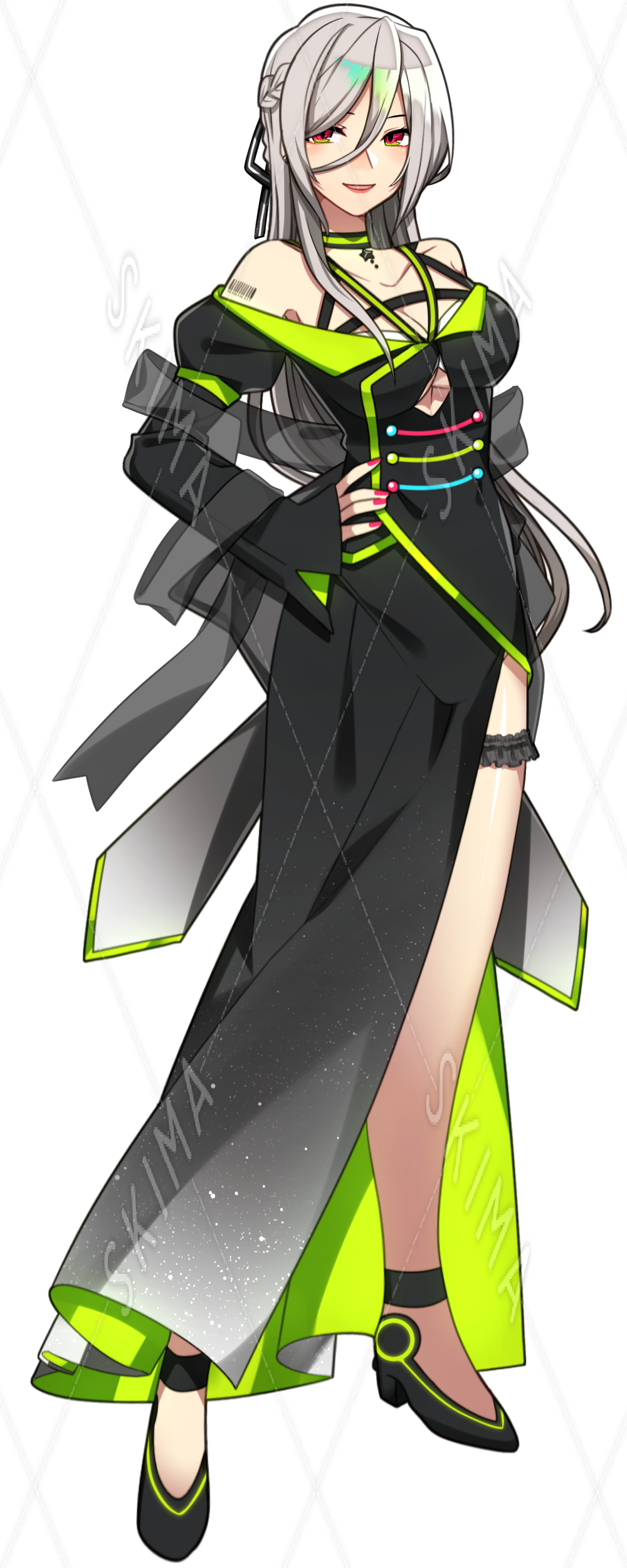 表情全10種類 ちょっとsっぽい黒ドレス白髪お姉さん スキマ スキルのオーダーメイドマーケット Skima