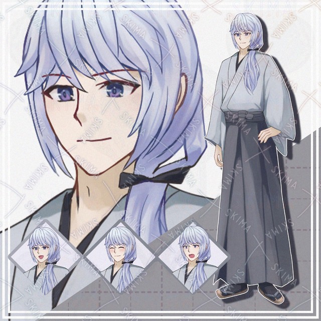 【表情10種】袴姿の長髪男性【立ち絵】