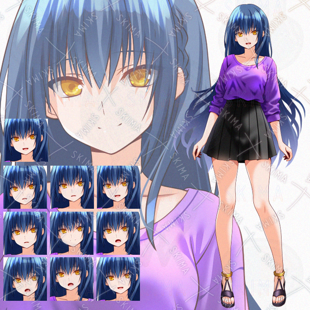 表情10種】ロングヘア少女