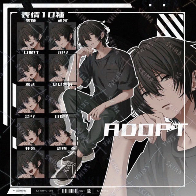 表情差10種　黒シャツ男性