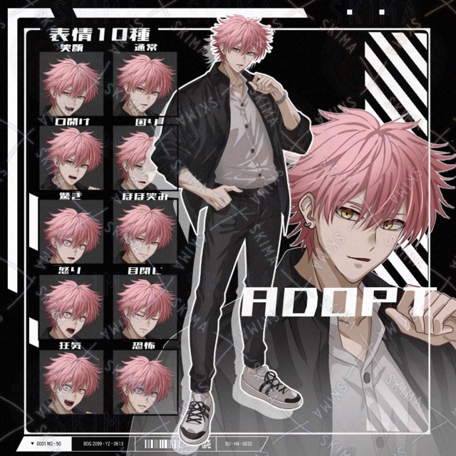 表情差10種　ピンク髪男性