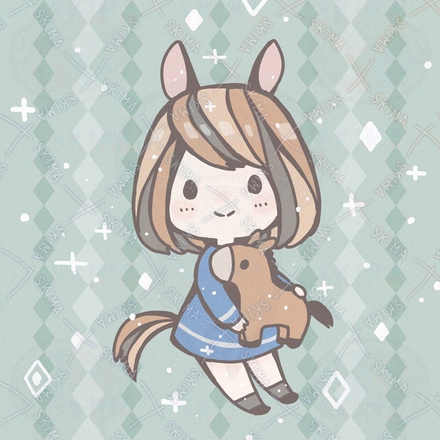 馬の女の子とぬいぐるみアイコン