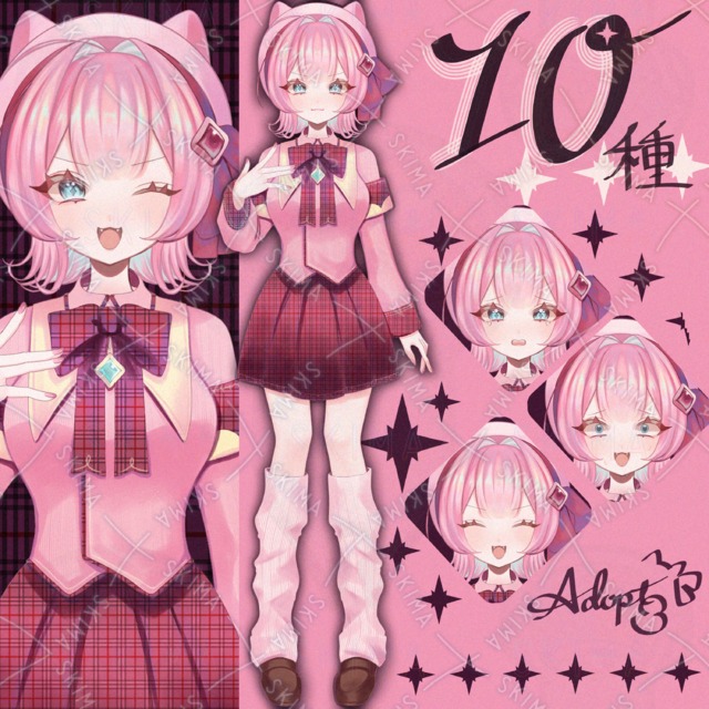 ✨年末在庫整理【表情10種　猫耳ベレー帽の女の子】