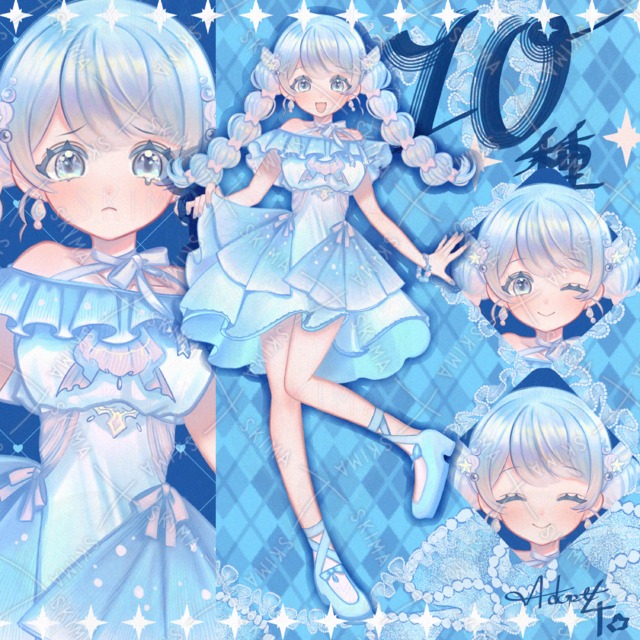 ✨年末在庫整理【表情１０種　海モチーフの女の子】