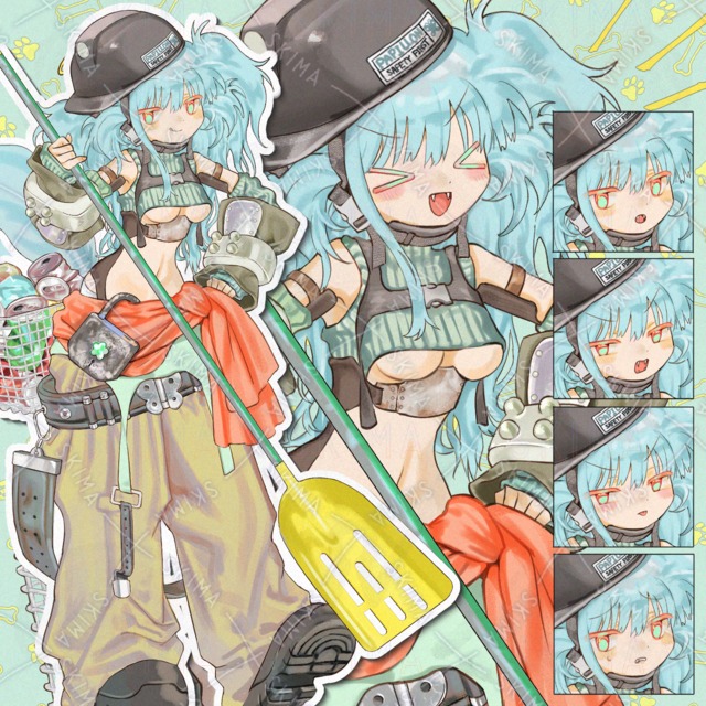 ゴミ拾いわんちゃん【表情6種&ヘルメット無し差分】