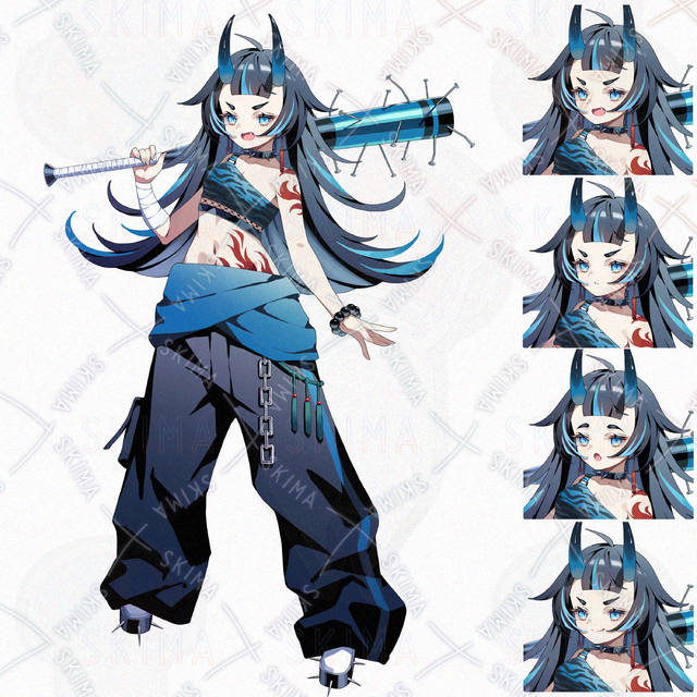 【表情4種】青鬼　女の子　立ち絵