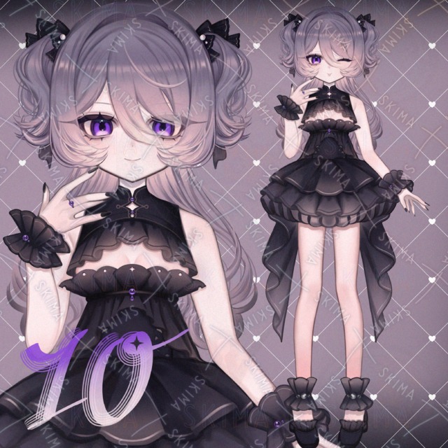 【表情10種　黒フリルの女の子】