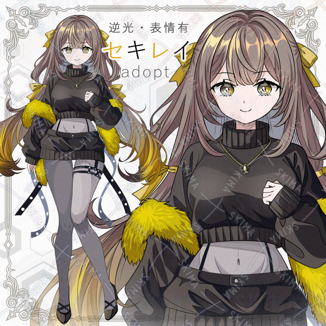 【逆光＆表情差分6種】キセキレイ(黄鶺鴒)モチーフの少女【透過PNG】