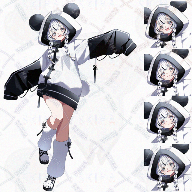 【表情4種】パンダ　女の子　立ち絵