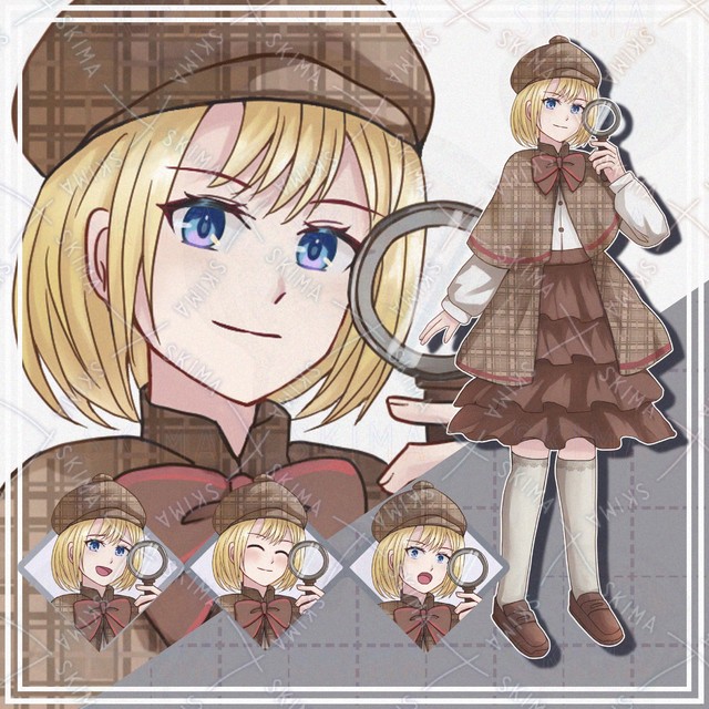 【表情10種】探偵服の金髪女の子【立ち絵】