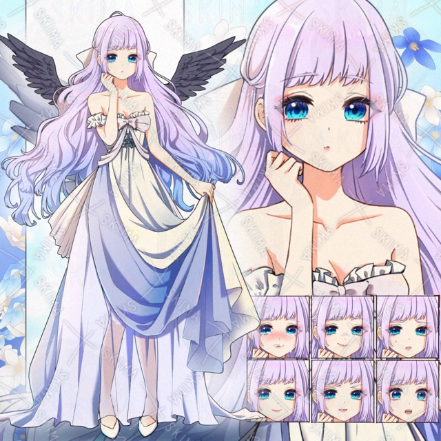 青紫の黒天使(表情差分7種+羽根)