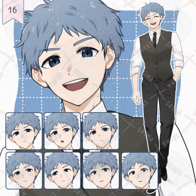 adopt. スーツの男性キャラクター【表情9種】