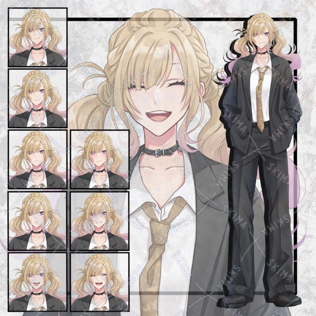 スーツの女性立ち絵　表情8種