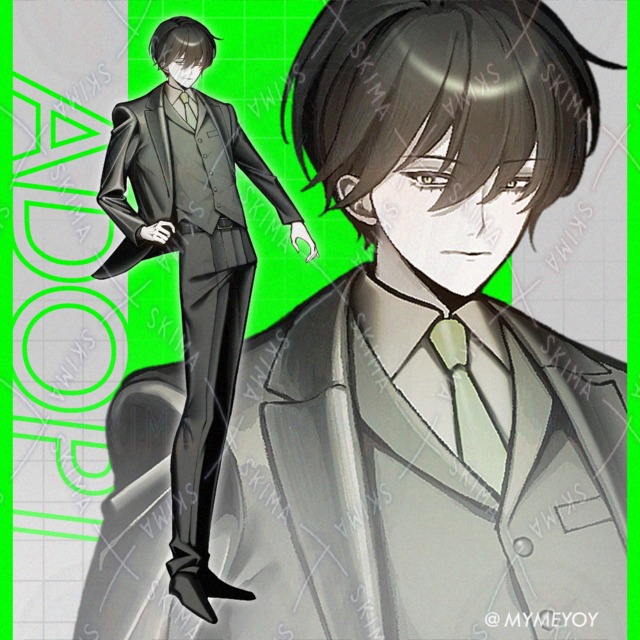 スリーピーススーツの黒髪青年【表情差分10種】