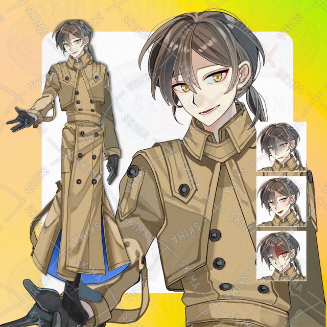 【表情差分8種】コートを着た男性立ち絵