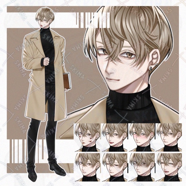 ★【立ち絵】コート/男性キャラ【表情10種】