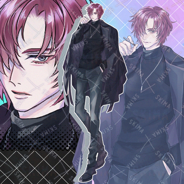 黒い服の男性【表情10種】