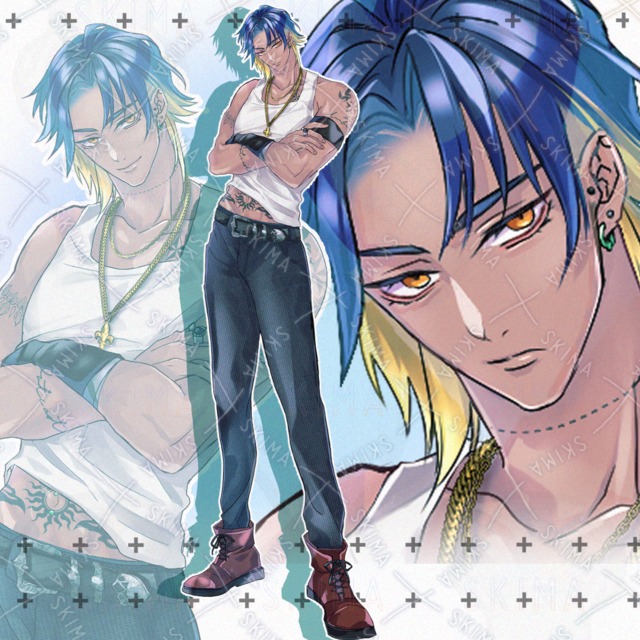 褐色肌の男性【表情10種】