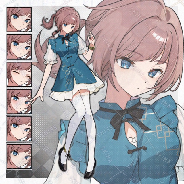 チャイナ服の女の子【表情差分6種 計7枚】