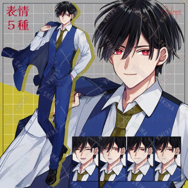 （12/15限定価格）青色スーツの男性(表情：５種)