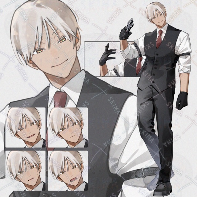 【銃差分・表情5種】スーツの男（褐色肌）