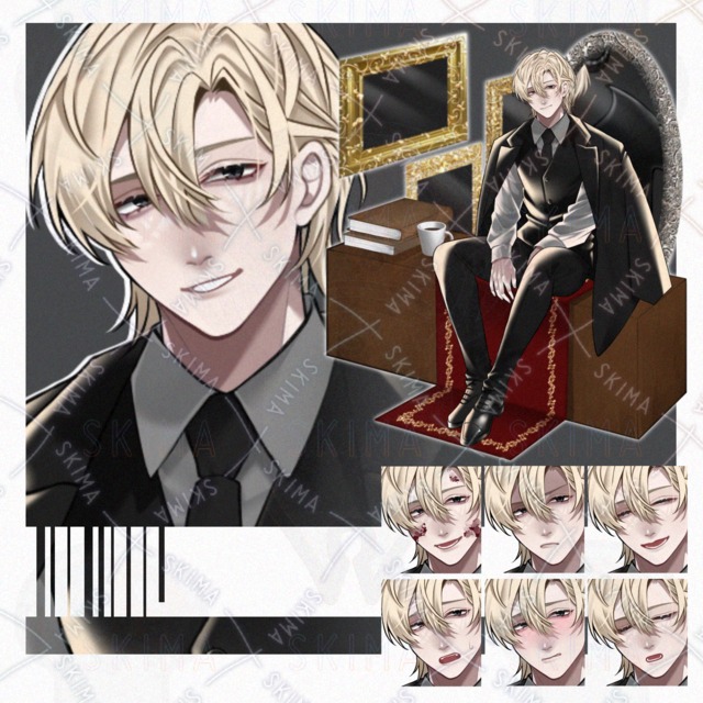 【立ち絵】スーツ/男性キャラ【表情8種】