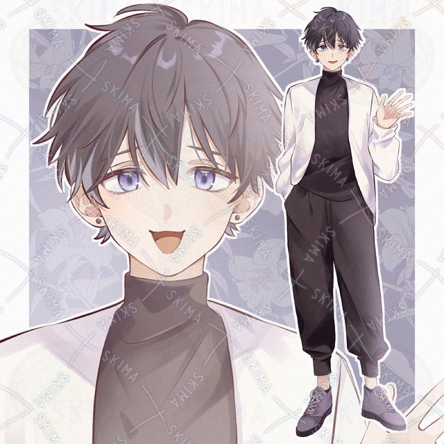 黒髪たれ目の男性【立ち絵 表情5種類】