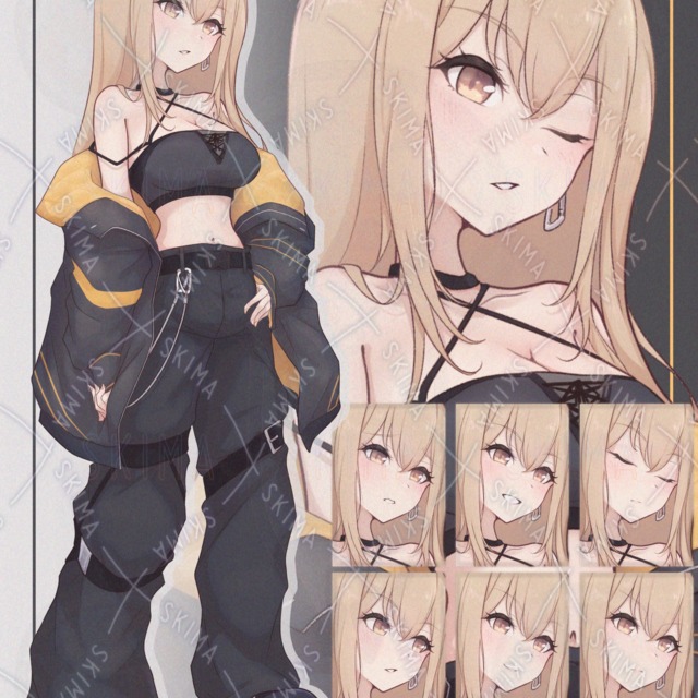 【表情8種】ストリート風女の子