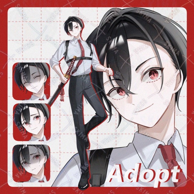 刀を持ったスーツの男性【表情8種】