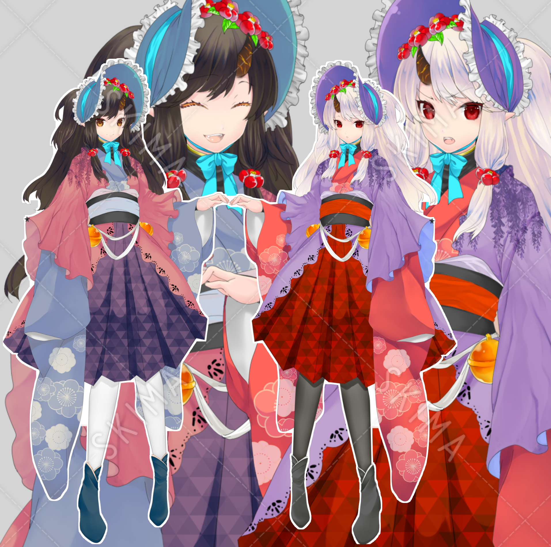 和風ドレスな鬼の子 カラー2種 表情各5種 スキマ スキルのオーダーメイドマーケット Skima