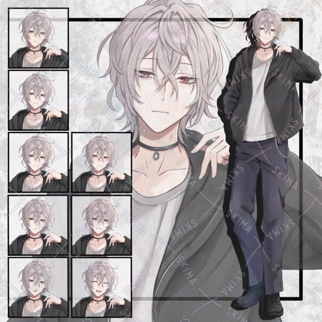 カジュアルな男性立ち絵　表情8種