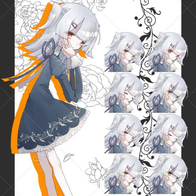 青いワンピースの女の子【表情8種類】