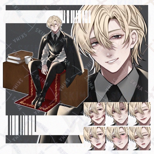 【立ち絵】スーツ/男性キャラ【表情8種】