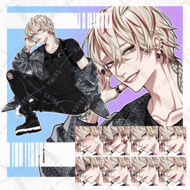 【立ち絵】金髪&times;赤/男性キャラ【表情10種】