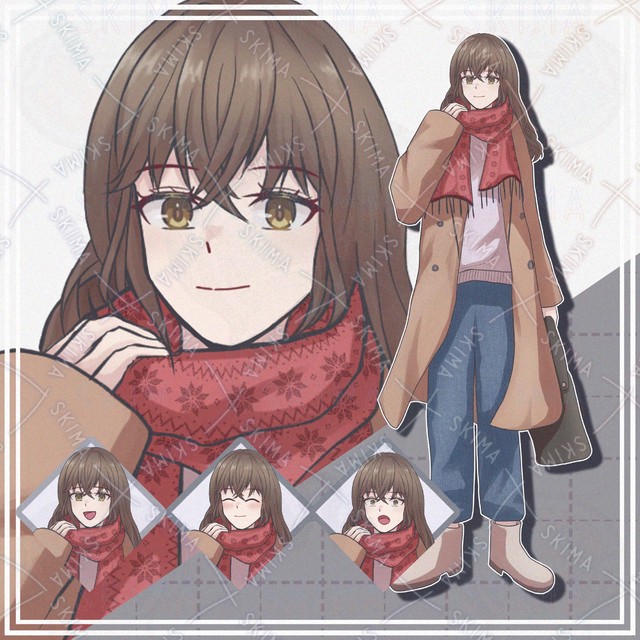 【表情10種】冬服の茶髪女の子【立ち絵】