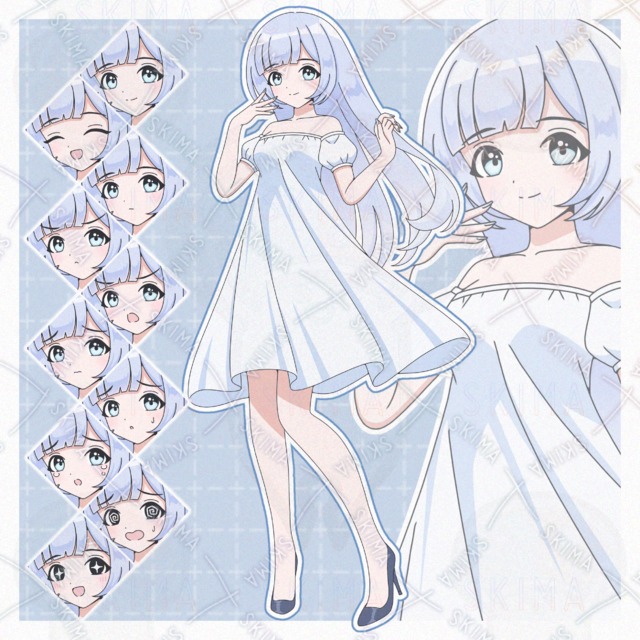 白いワンピースの女性(表情10種)