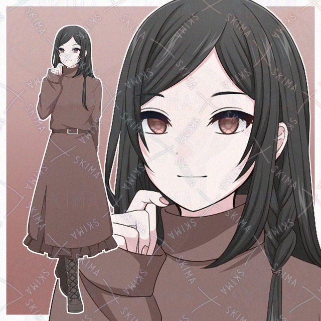 三つ編みヘアの私服の女性【表情差分10種】