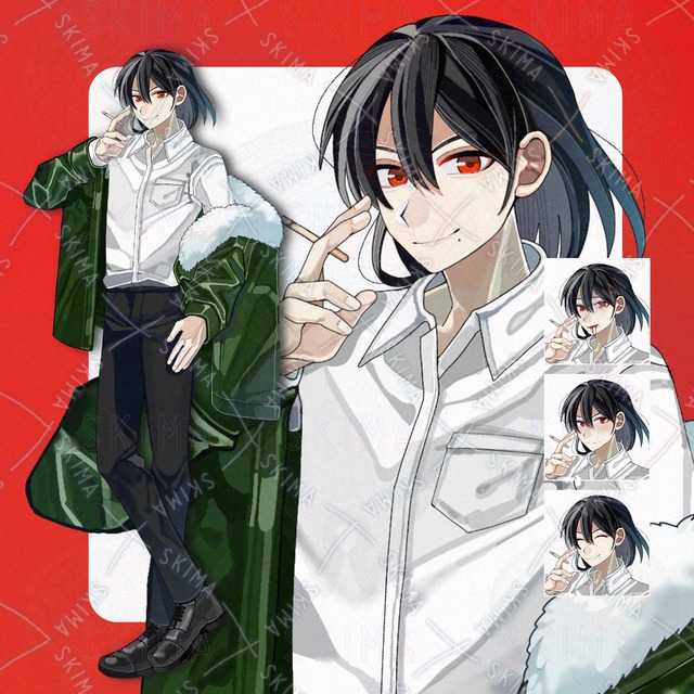 【表情差分8種＋ジャケット付き】煙草を吸う男性の立ち絵