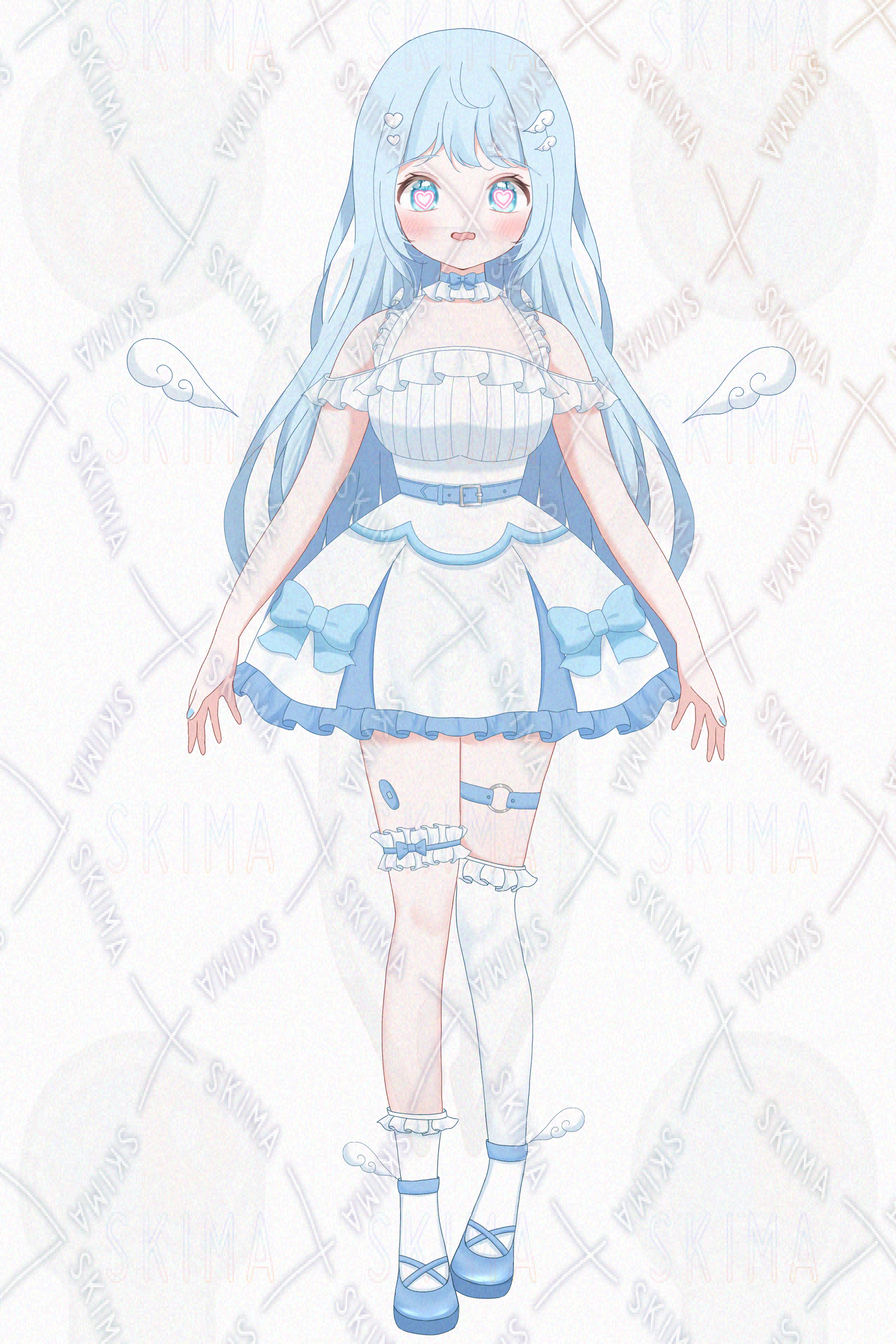 みるきぃまま。天使モチーフ求む(≧∇≦)様　3点おまとめ 表情差分6種 水色天使ちゃん【IRIAM対応】 | SKIMA（スキマ）