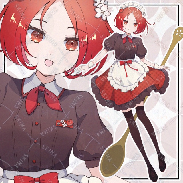 【表情9種＋スプーン差分】りんごのウェイトレスさん【adopt】