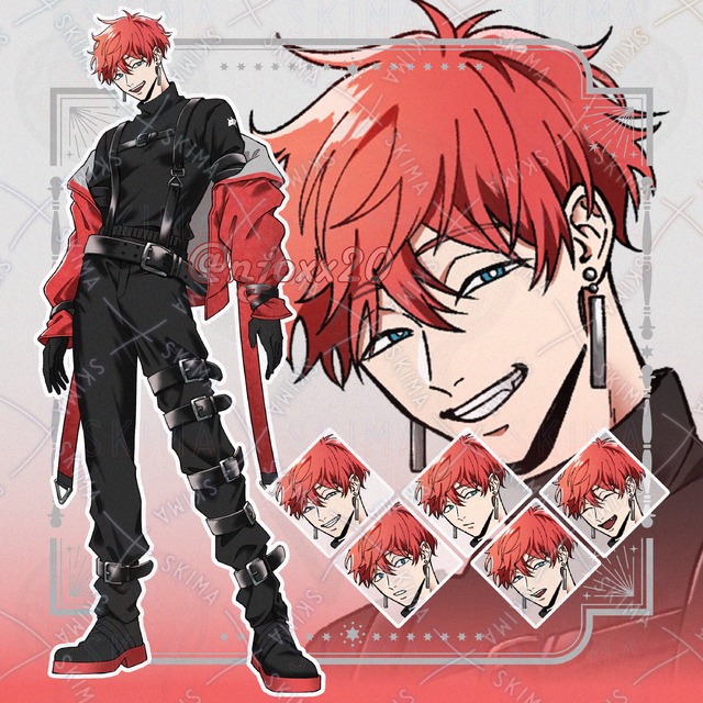 ベルトが多い赤毛の男